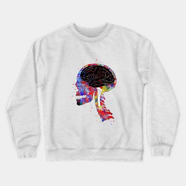 Skull and brain Crewneck Sweatshirt by RosaliArt